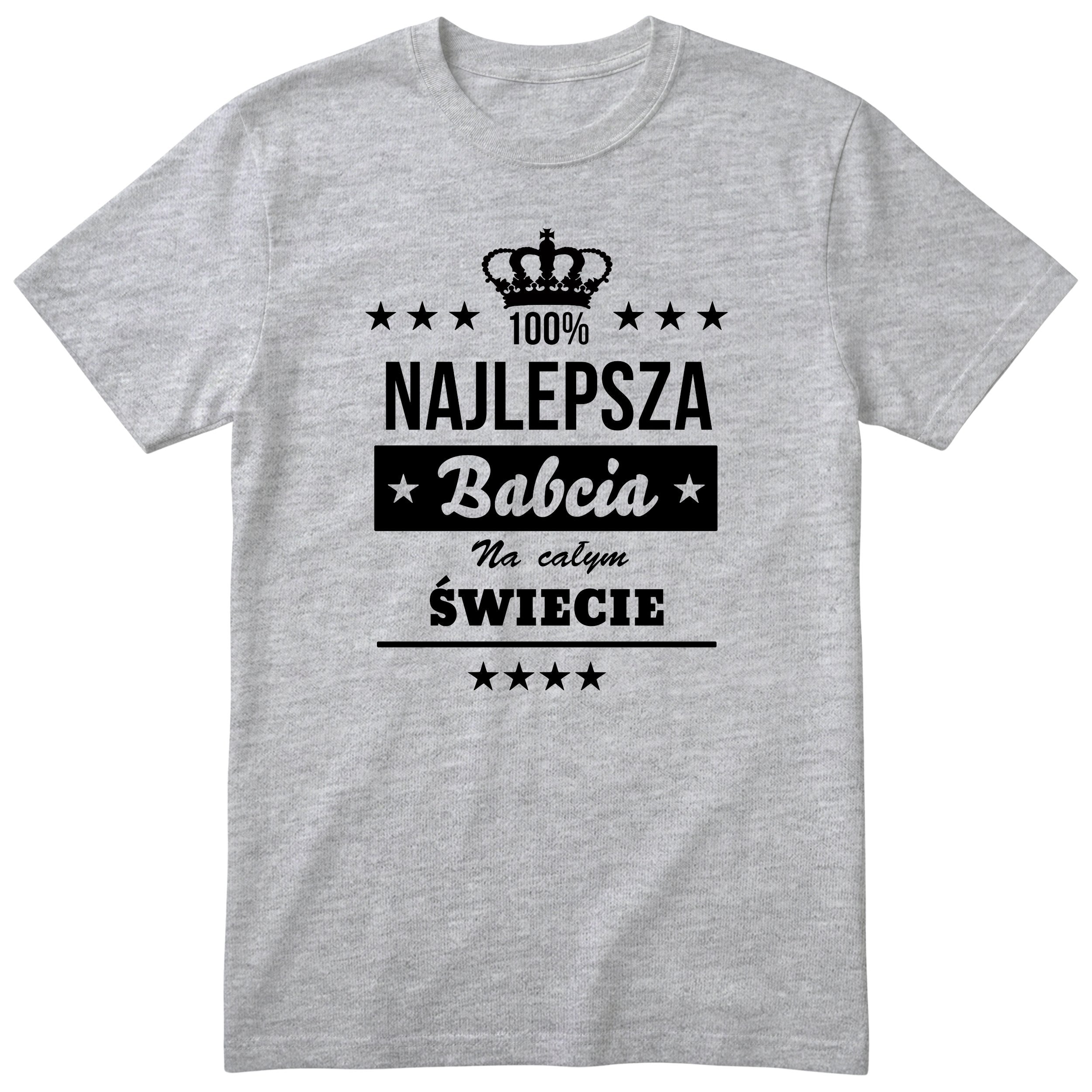 Koszulka Najlepsza Babcia Na Całym Świecie - kolor szary, prezent dla babci