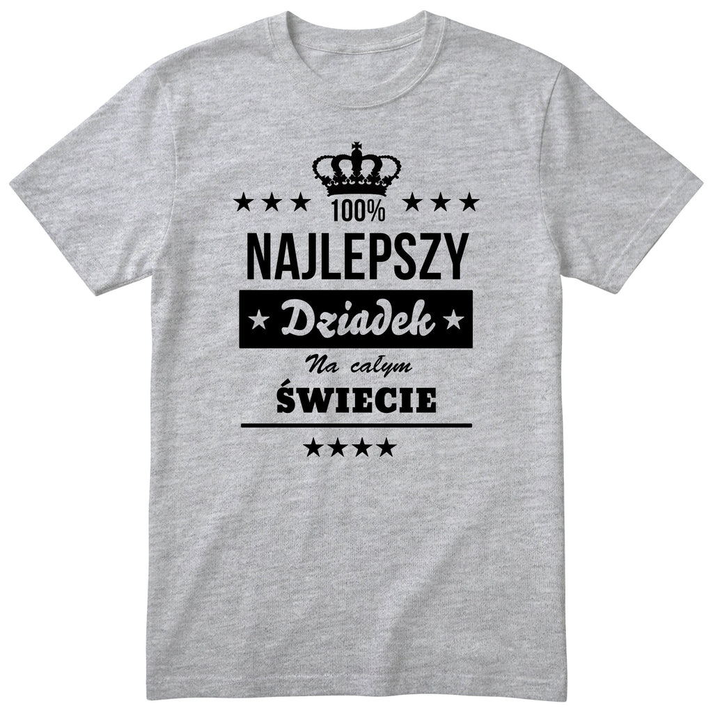 Szara koszulka 100% Najlepszy Dziadek Na Całym Świecie