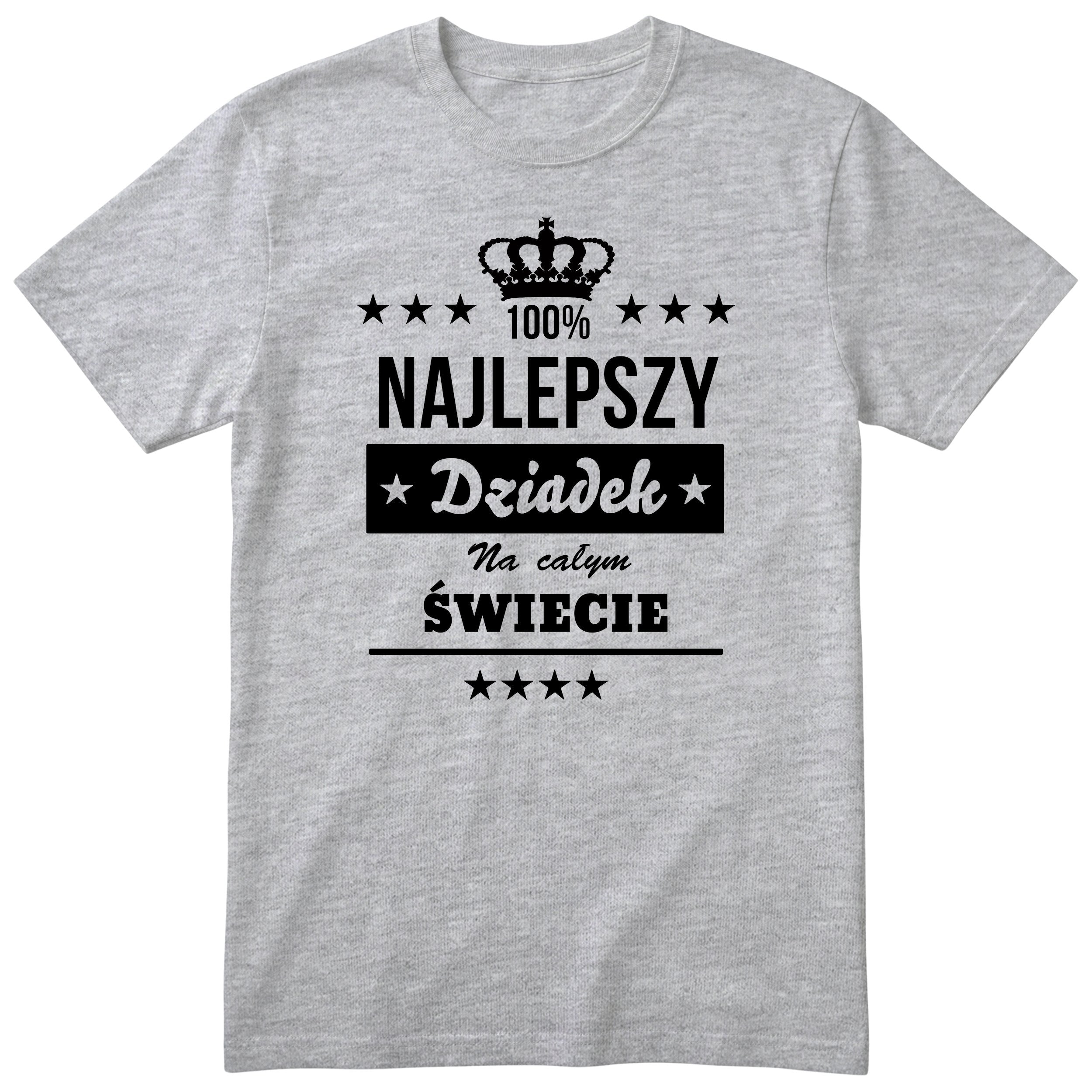 Szara koszulka 100% Najlepszy Dziadek Na Całym Świecie