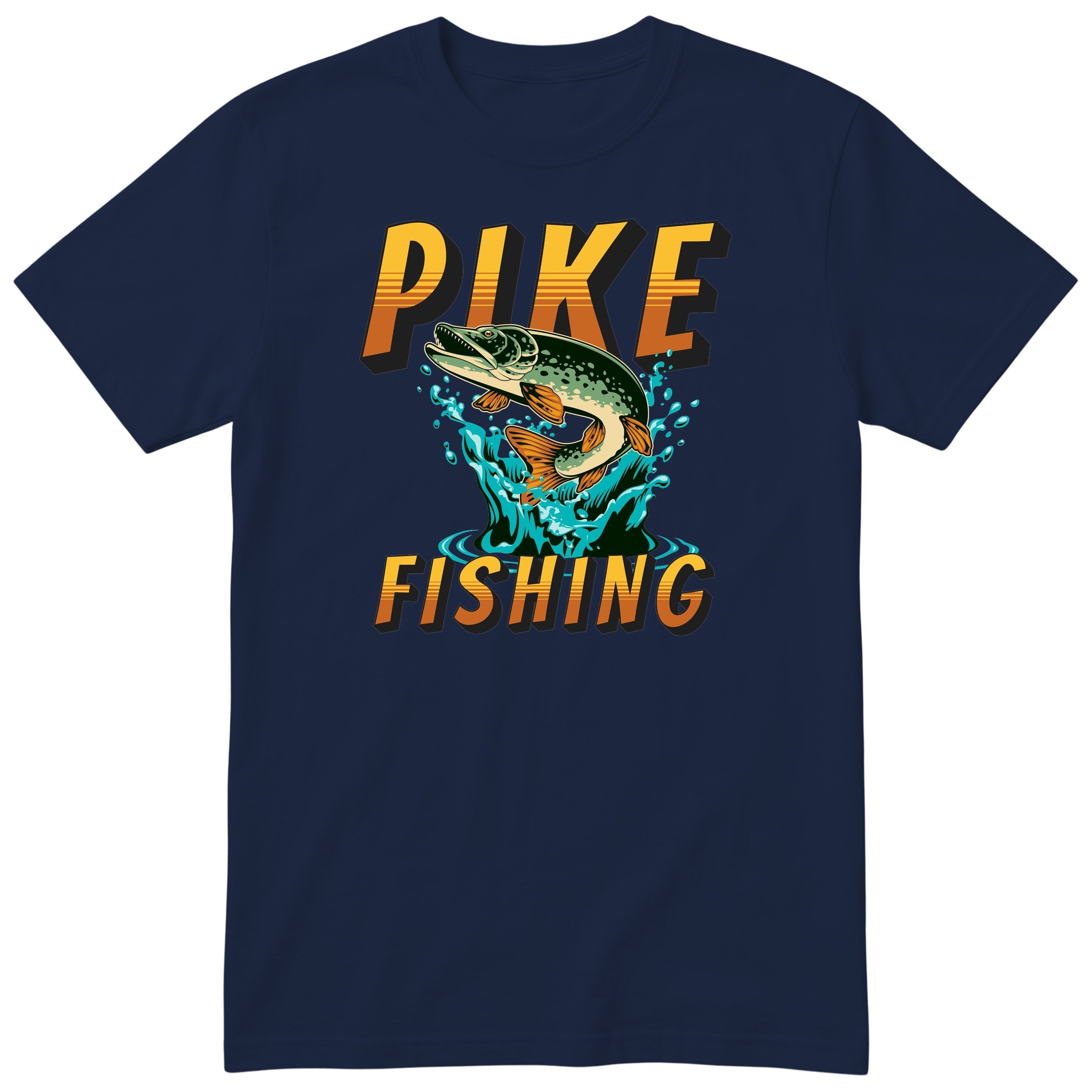 Pike Fishing T-Shirt - Gift for Anglers and Fishermen - Navy
