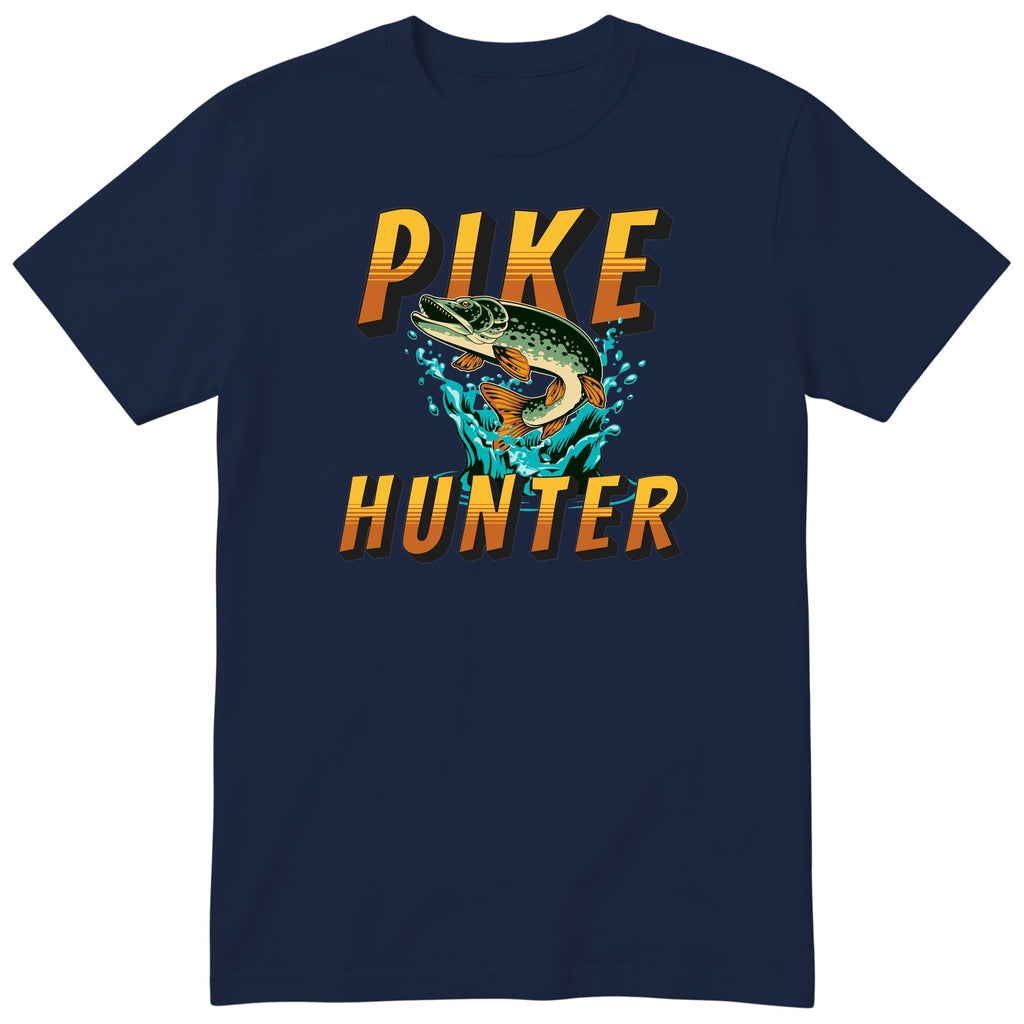 Pike Hunter Fishing T-Shirt - Gift for Anglers | Fisherman Tee - Navy