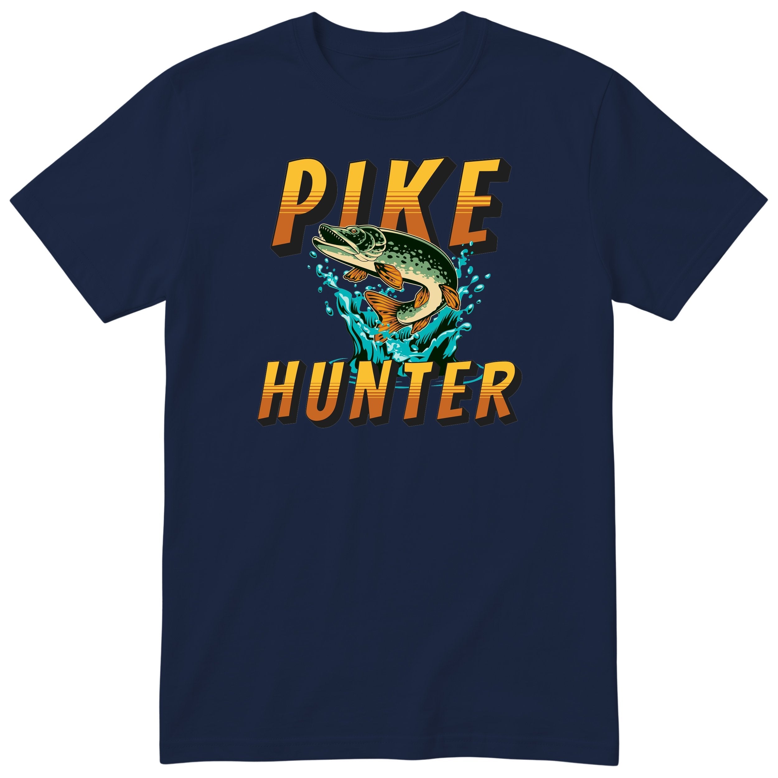 Pike Hunter Fishing T-Shirt - Gift for Anglers | Fisherman Tee - Navy