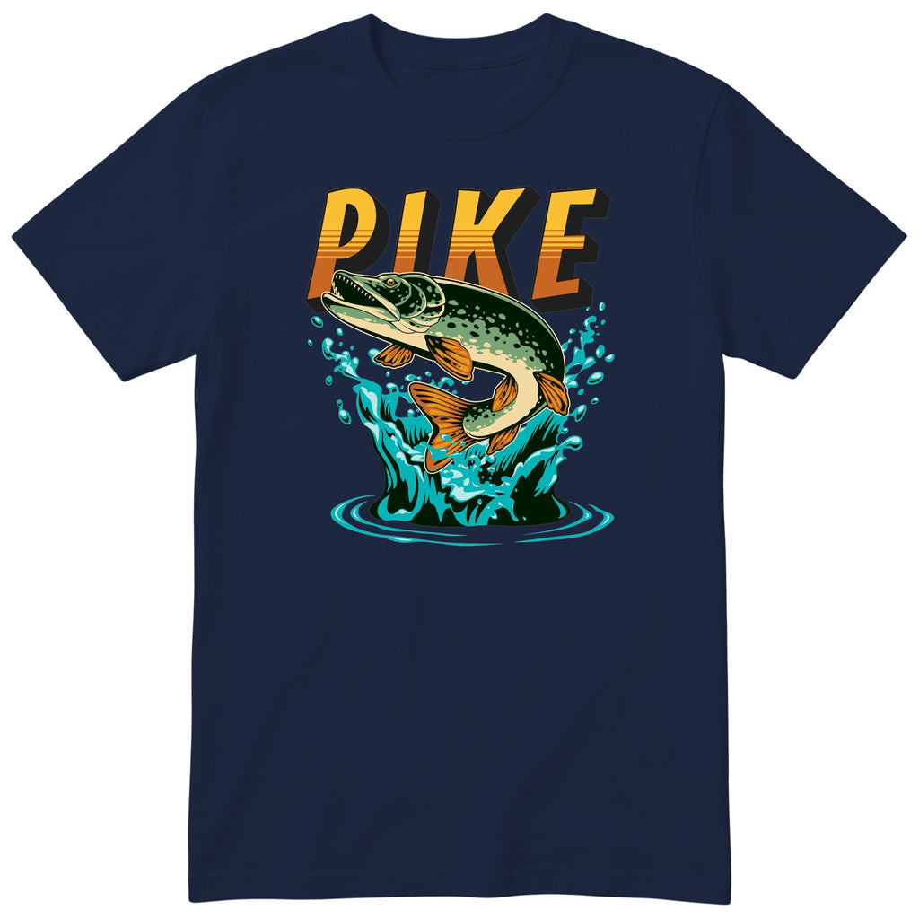 Pike Fishing T-Shirt | Angler Gift for Dad | Fisherman Tee - Navy