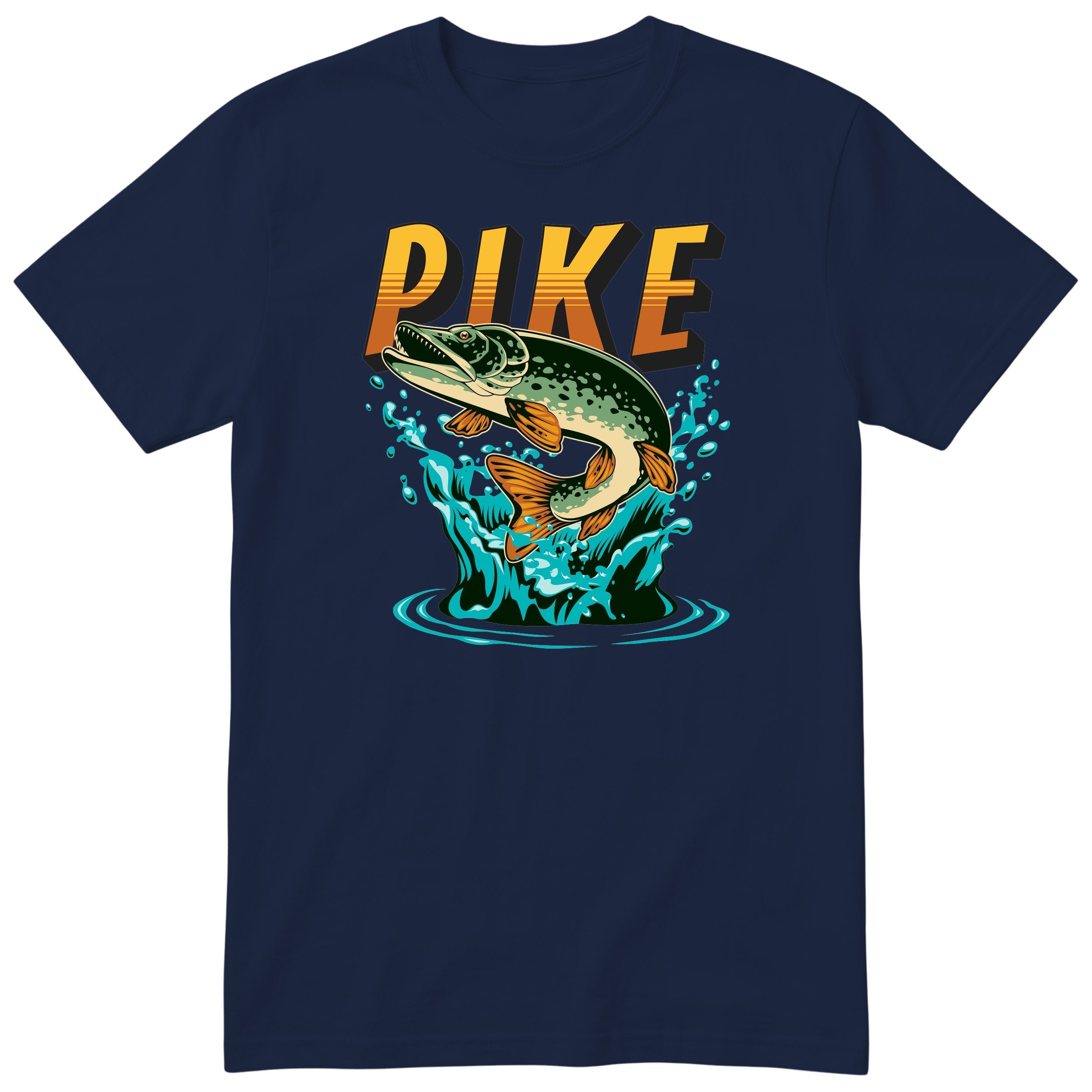 Pike Fishing T-Shirt | Angler Gift for Dad | Fisherman Tee - Navy