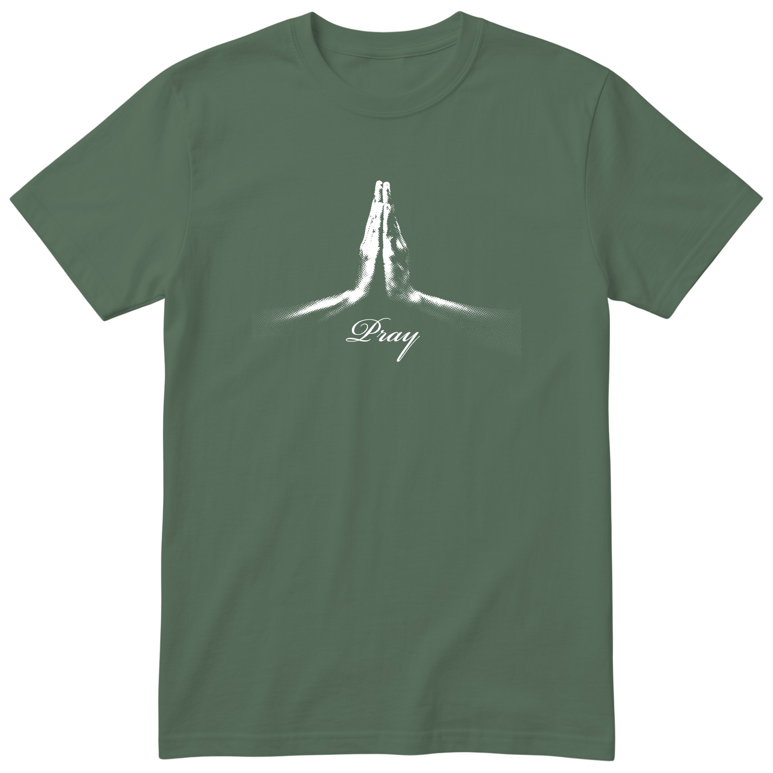 Pray T-Shirt | Prayer Hands Faith Design | Christian Gift - Olive