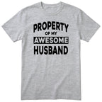Heather Grey Property Of My Awesome Husband t-shirt front print - funny wife gift, English print