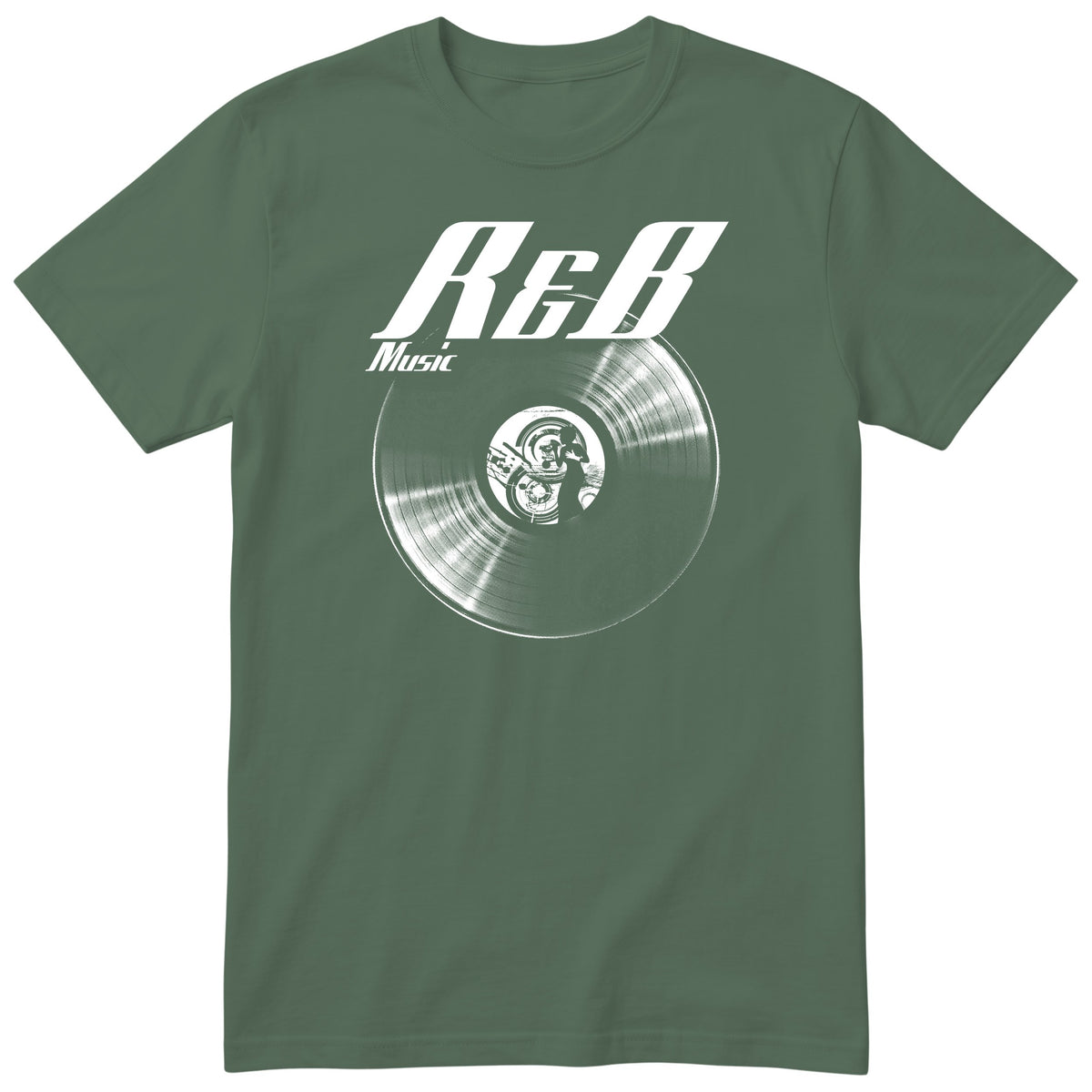 Olive R&B Music Vinyl Records t-shirt - vinyl record print, gift for R&B fans, GitGraf