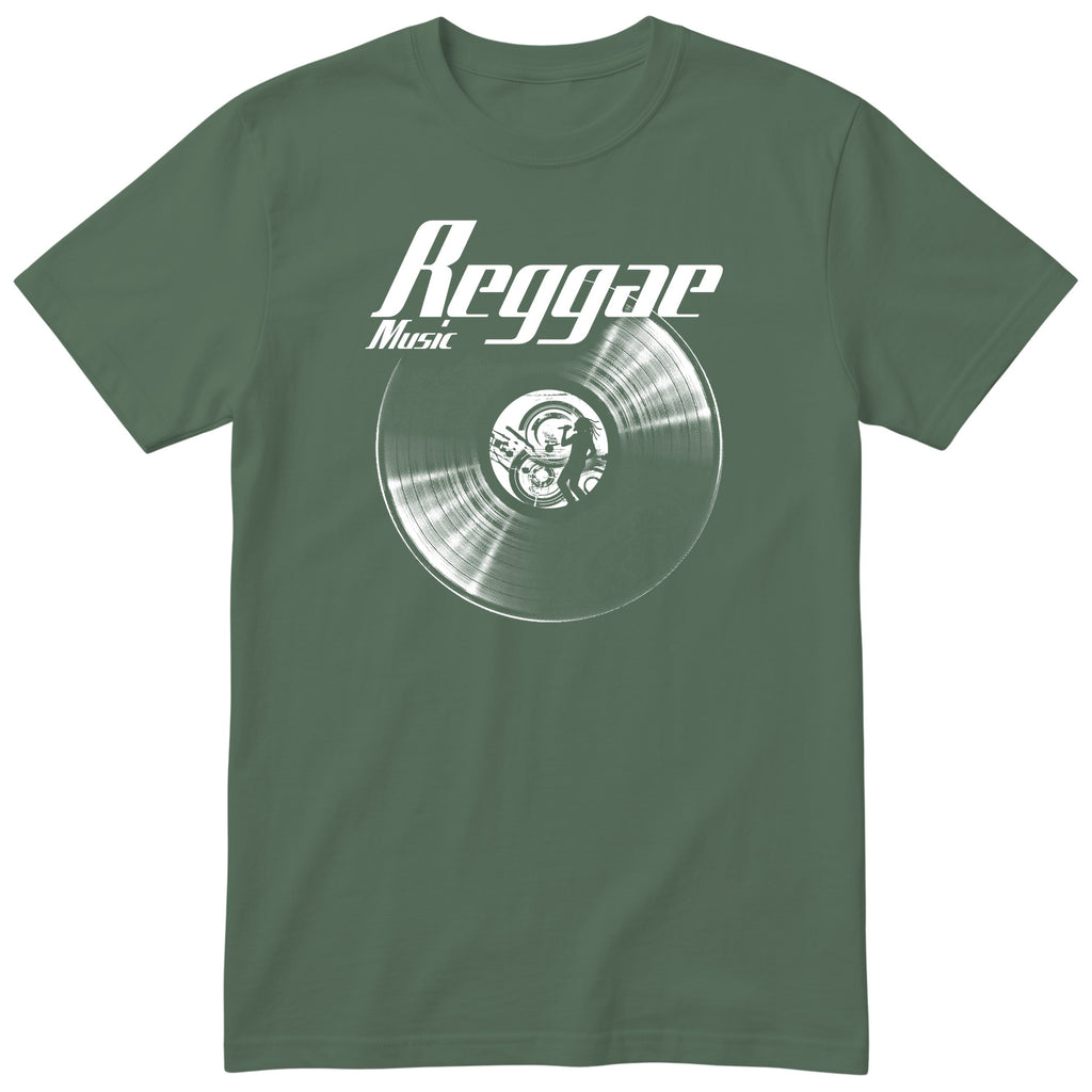 Olive Reggae Music Vinyl Records t-shirt - vinyl record print, gift for reggae fans, GitGraf