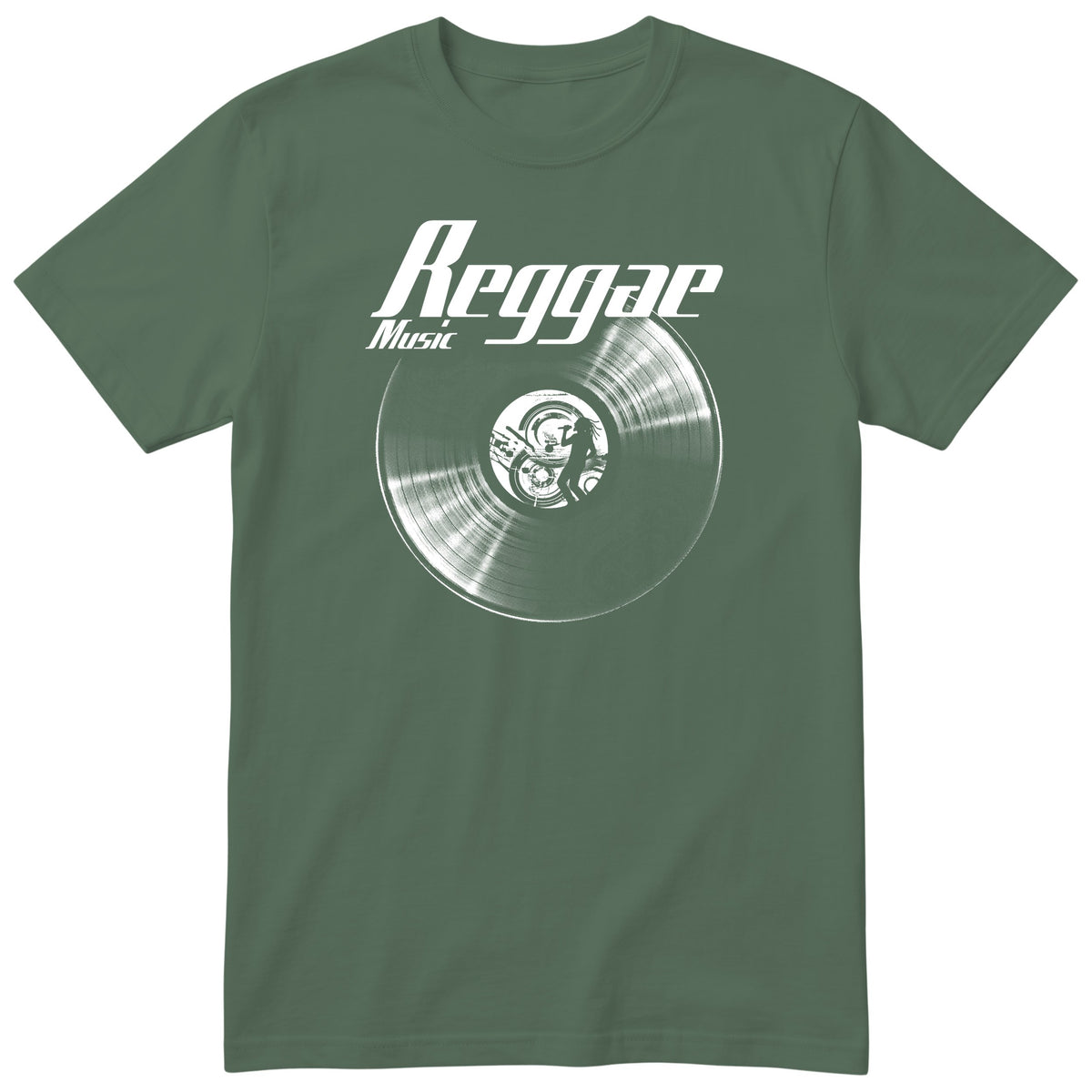 Olive Reggae Music Vinyl Records t-shirt - vinyl record print, gift for reggae fans, GitGraf
