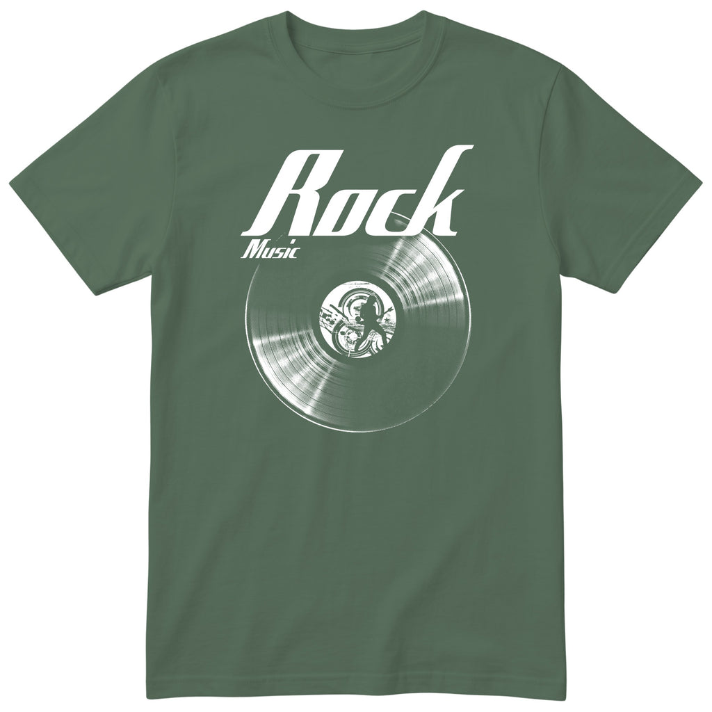 Olive Rock Music Vinyl Records t-shirt - vinyl record print, gift for rock fans, GitGraf