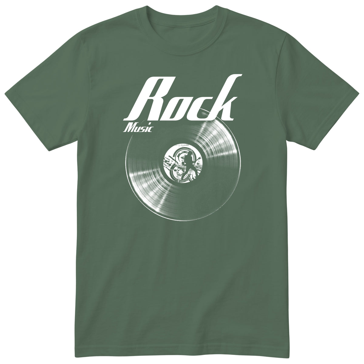 Olive Rock Music Vinyl Records t-shirt - vinyl record print, gift for rock fans, GitGraf