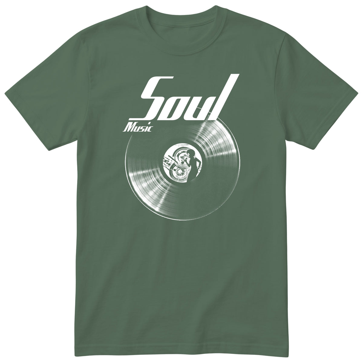 Olive Soul Music Vinyl Records t-shirt - vinyl record print, gift for soul fans, GitGraf