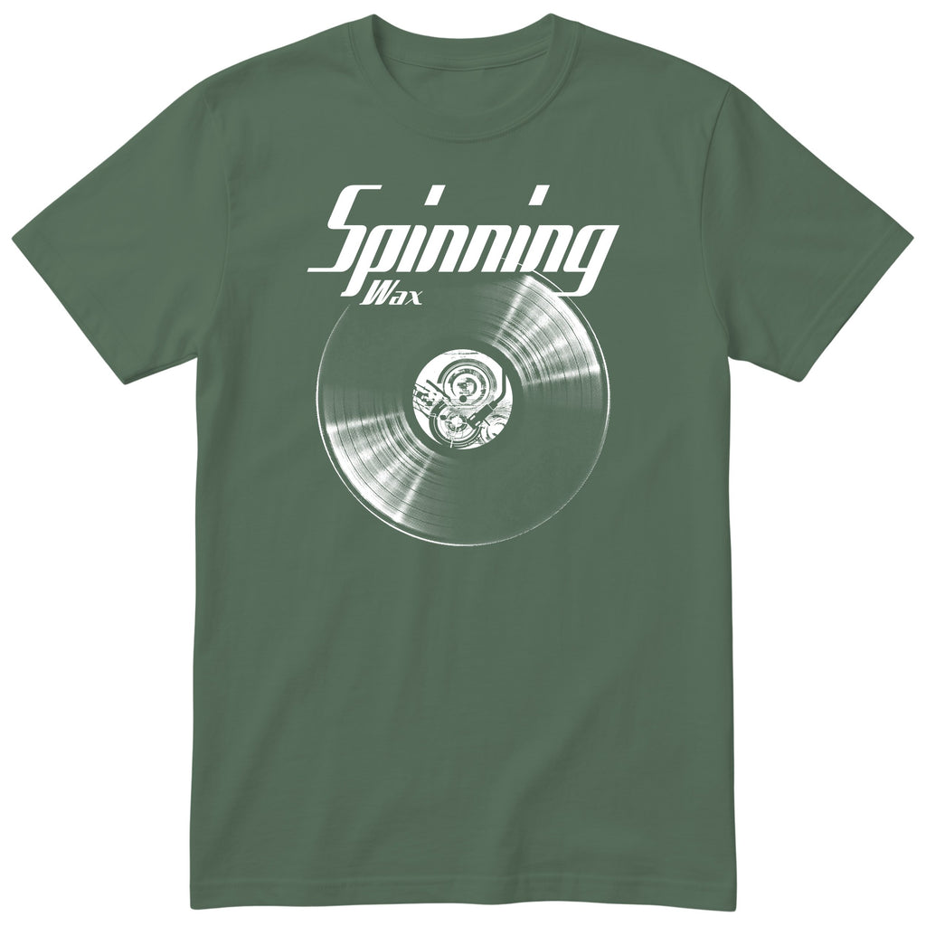 Olive Spinning Wax Vinyl Records t-shirt - vinyl record print, gift for vinyl DJs, GitGraf