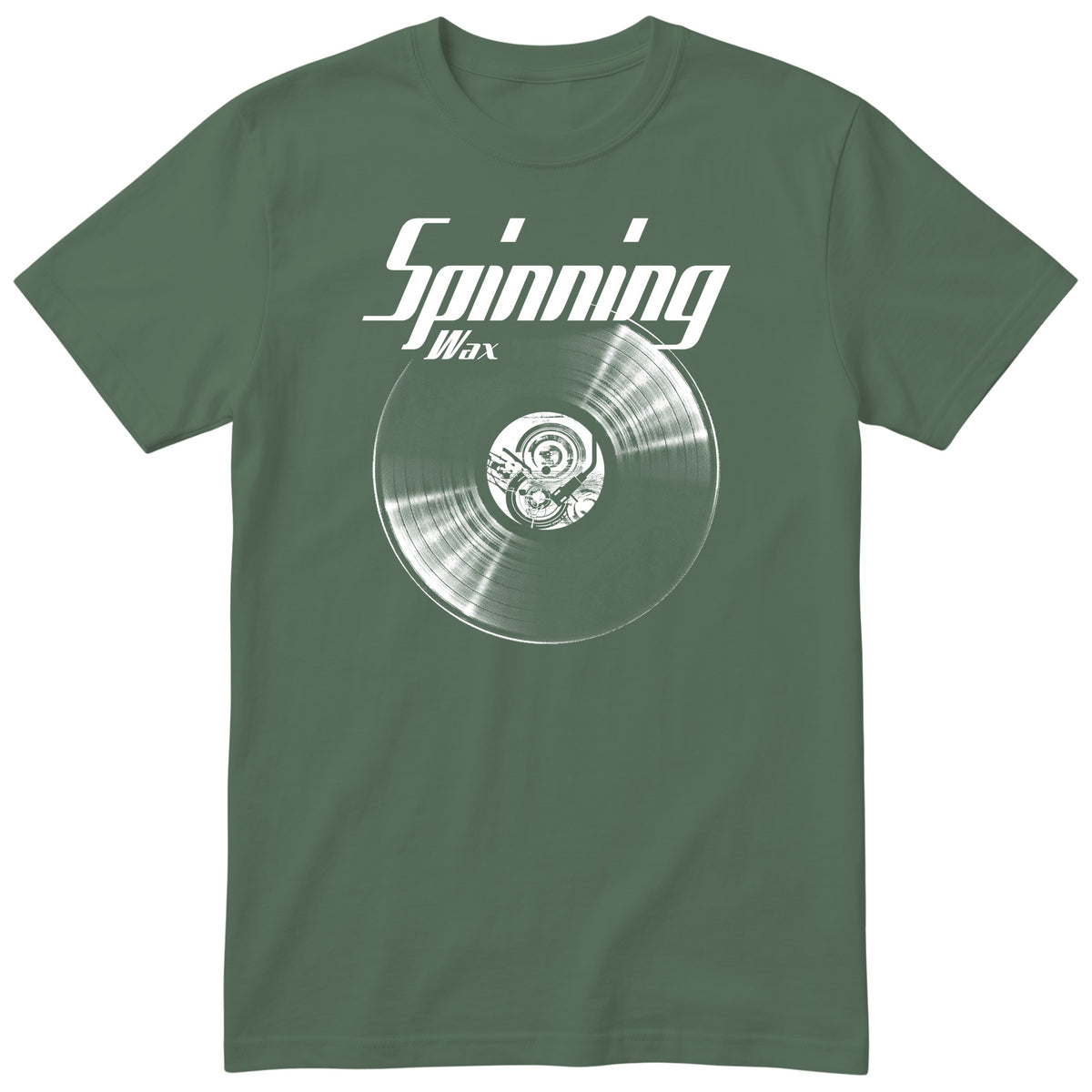 Olive Spinning Wax Vinyl Records t-shirt - vinyl record print, gift for vinyl DJs, GitGraf