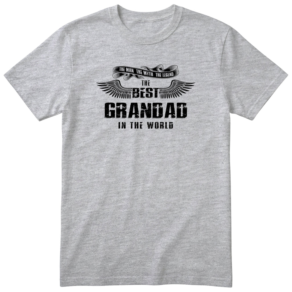 Heather Grey The Best Grandad In The World wings t-shirt - the man, the myth, the legend, gift for grandad