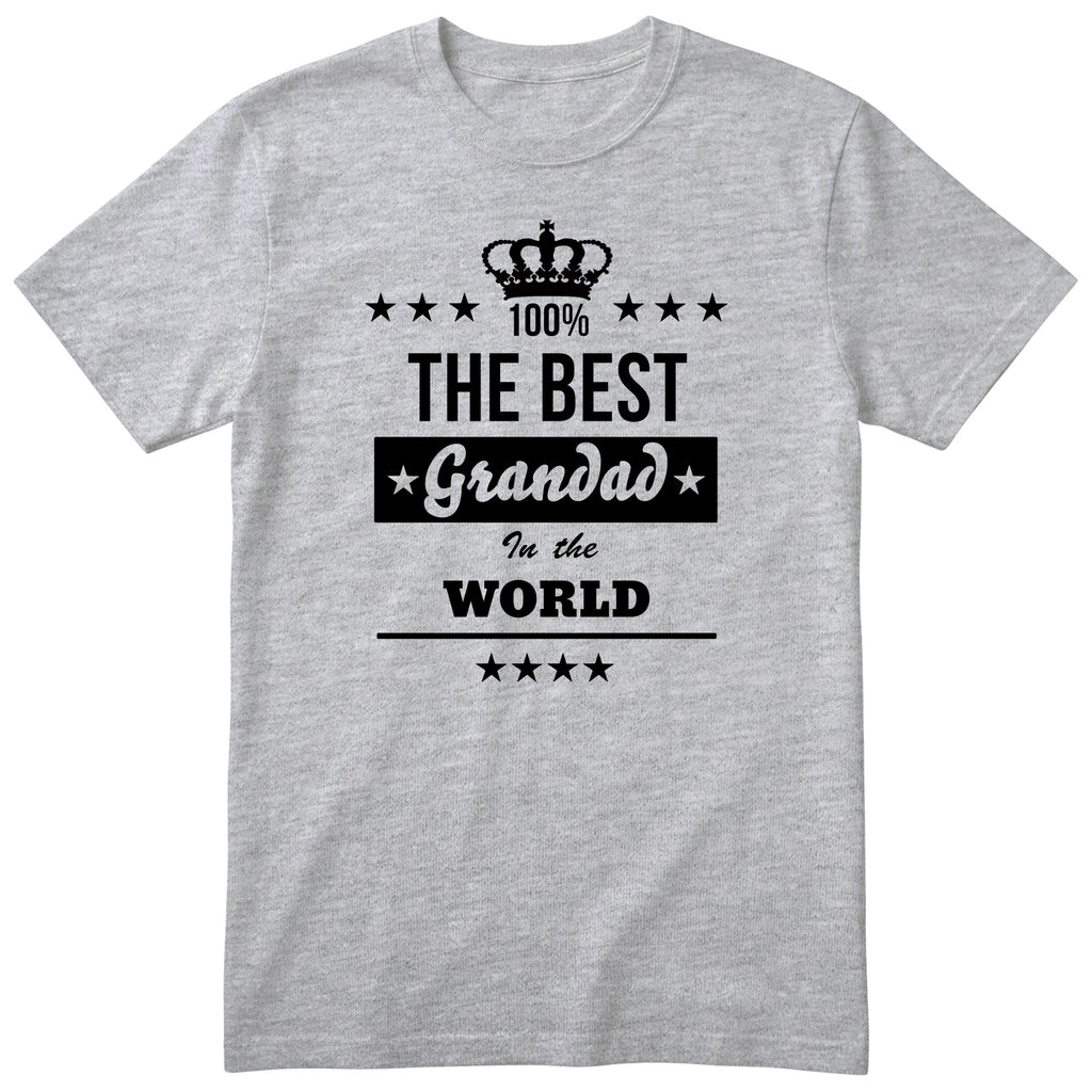 The Best Grandad In The World t-shirt - heather grey, funny gift from grandkids