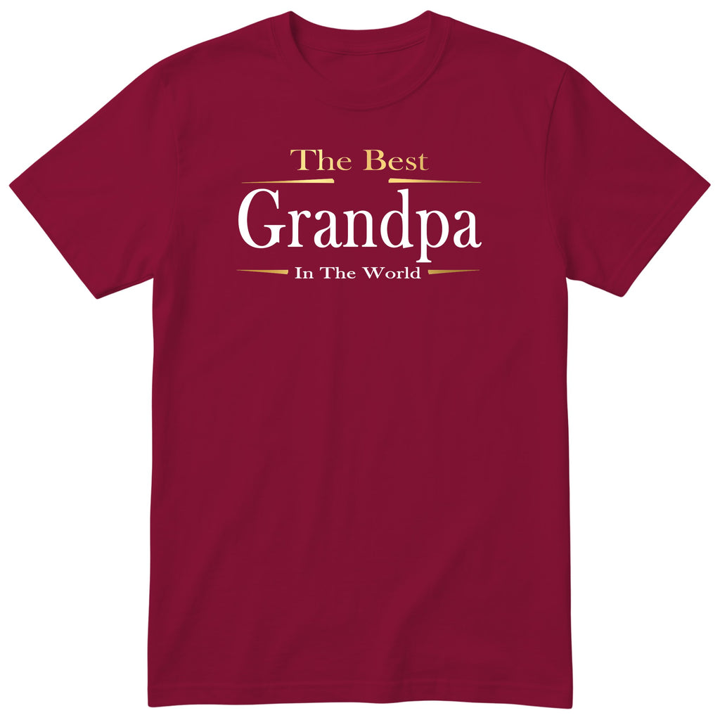 Burgundy The Best Grandpa In The World Exclusive t-shirt with gold lettering - family gift for grandpa, English print