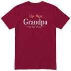 Burgundy The Best Grandpa In The World Exclusive t-shirt with gold lettering - family gift for grandpa, English print