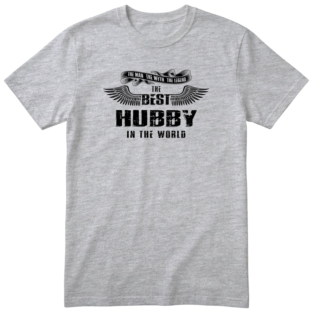 Heather Grey The Best Hubby In The World wings t-shirt - the man, the myth, the legend, gift for husband