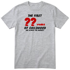Heather Grey The First Years of Childhood t-shirt - personalised birthday gift, any age