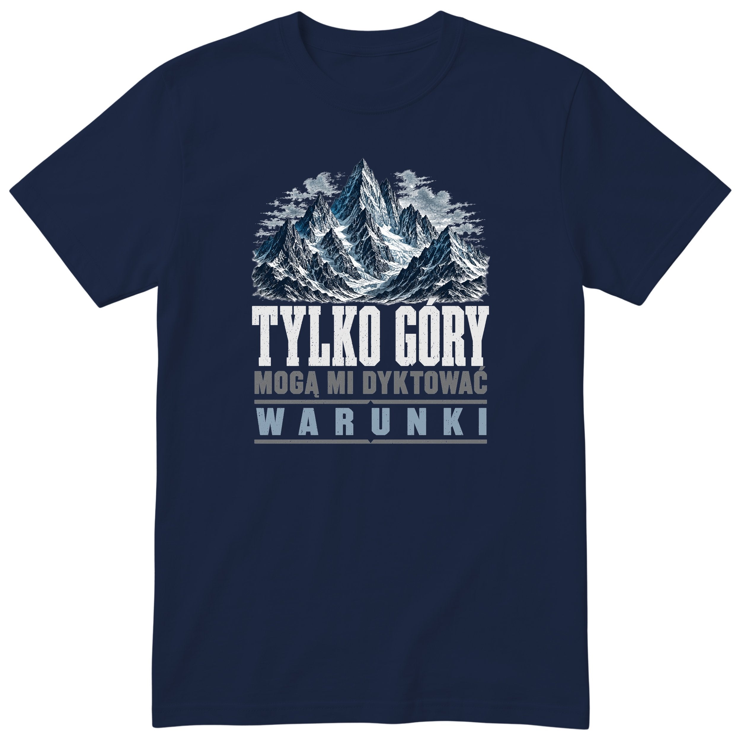 Koszulka "Tylko Góry" - granatowy t-shirt z eleganckim nadrukiem górskim