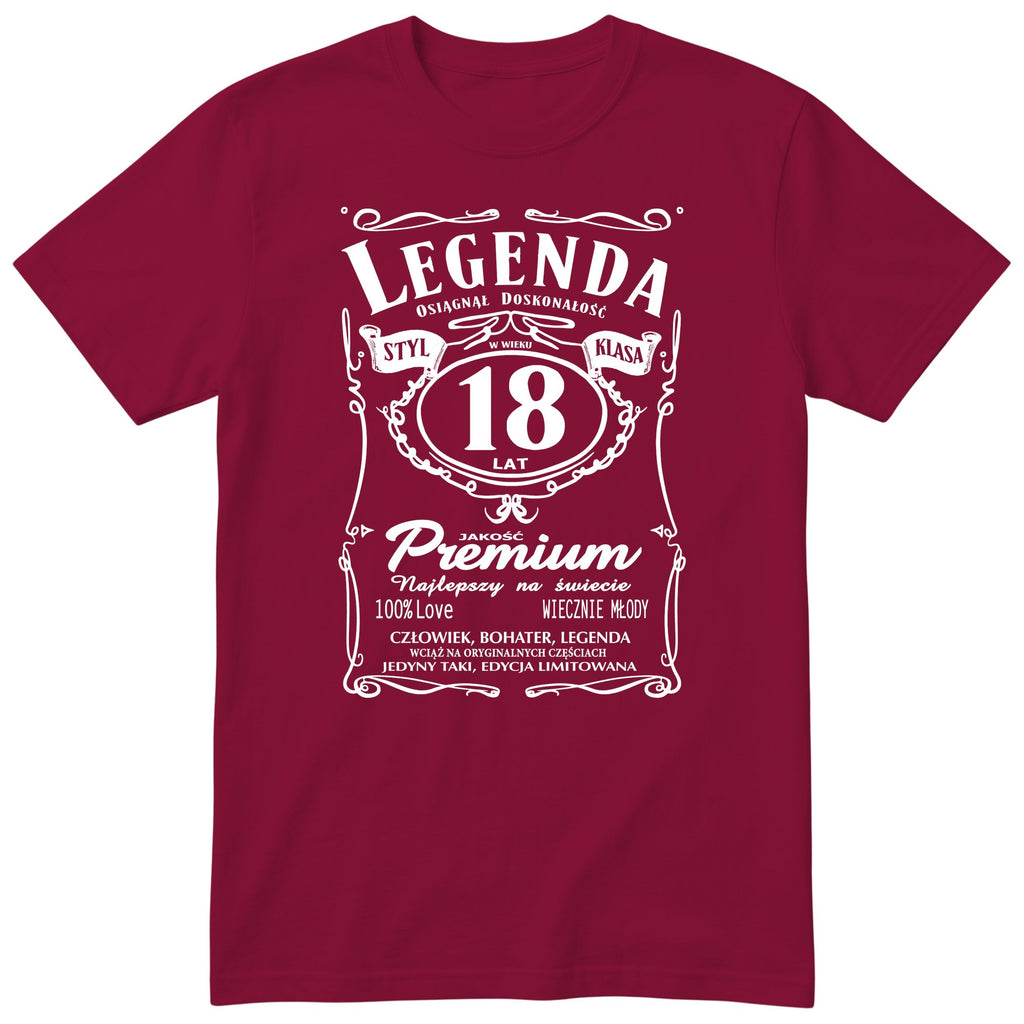 Koszulka Legenda 18 Lat - bordowa