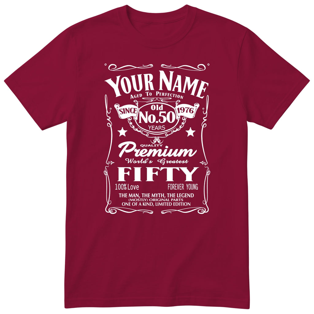 Personalised 50th Birthday T-Shirt - Aged to Perfection Gift for Him