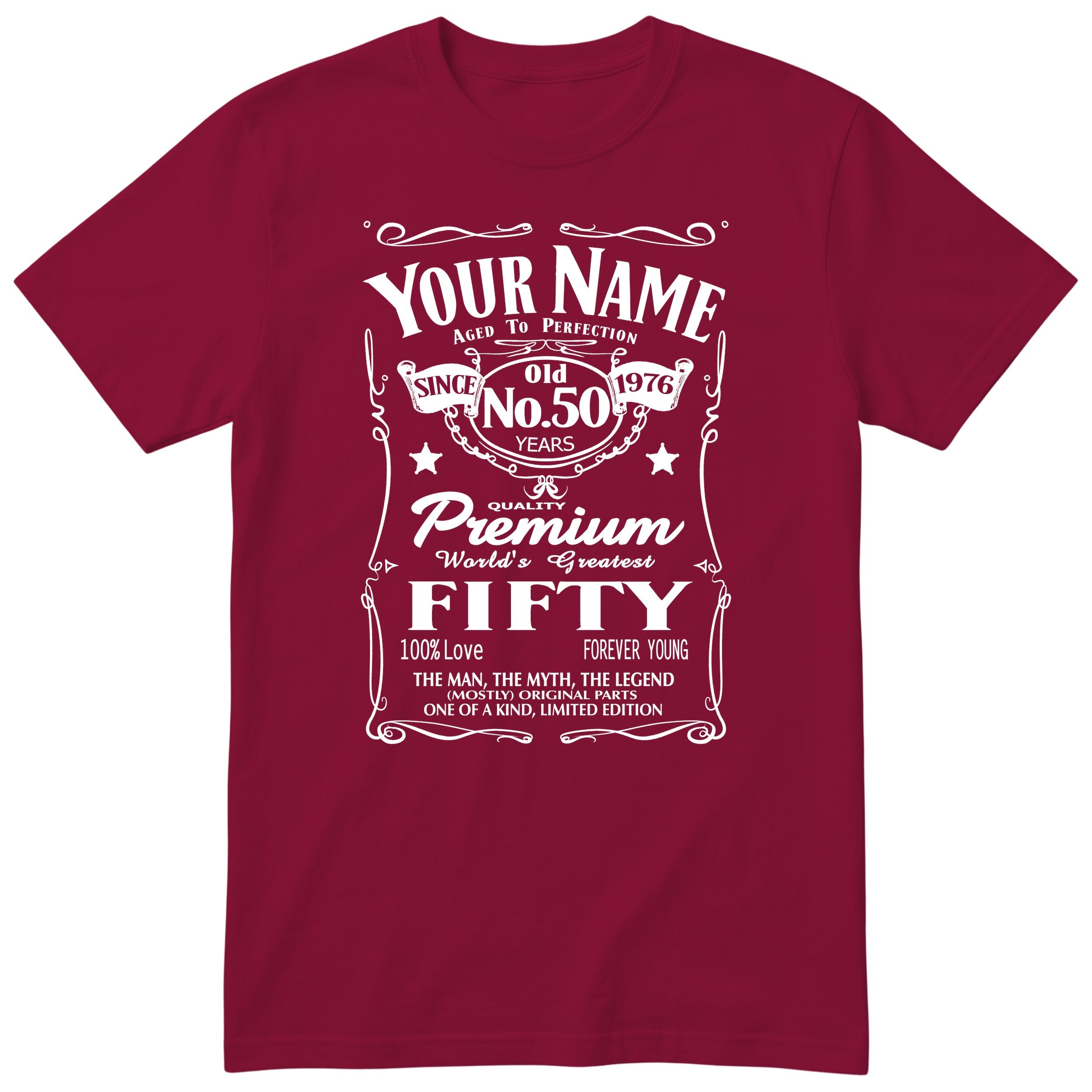 Personalised 50th Birthday T-Shirt - Aged to Perfection Gift for Him