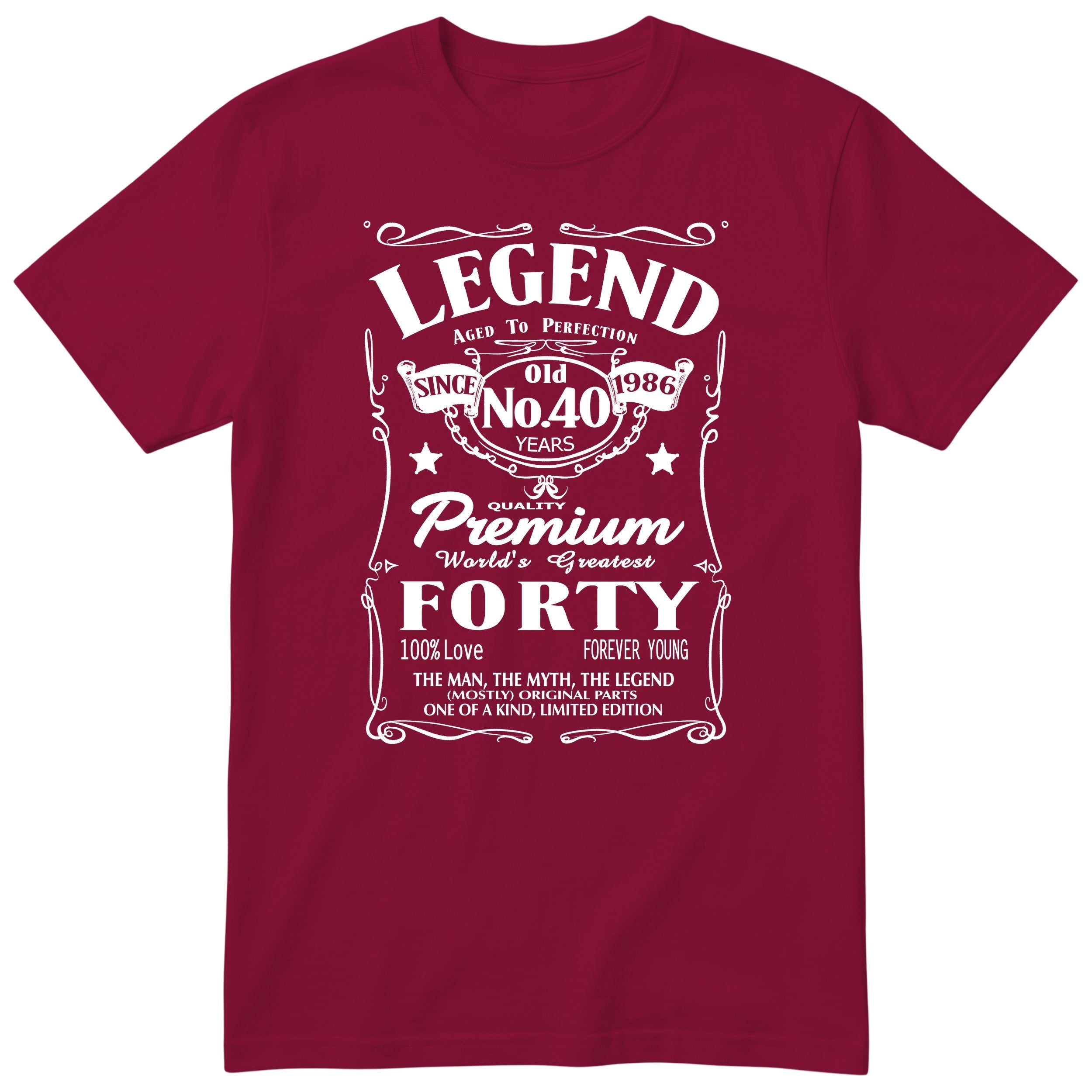 Legend 40th Birthday T-Shirt Men - Burgundy