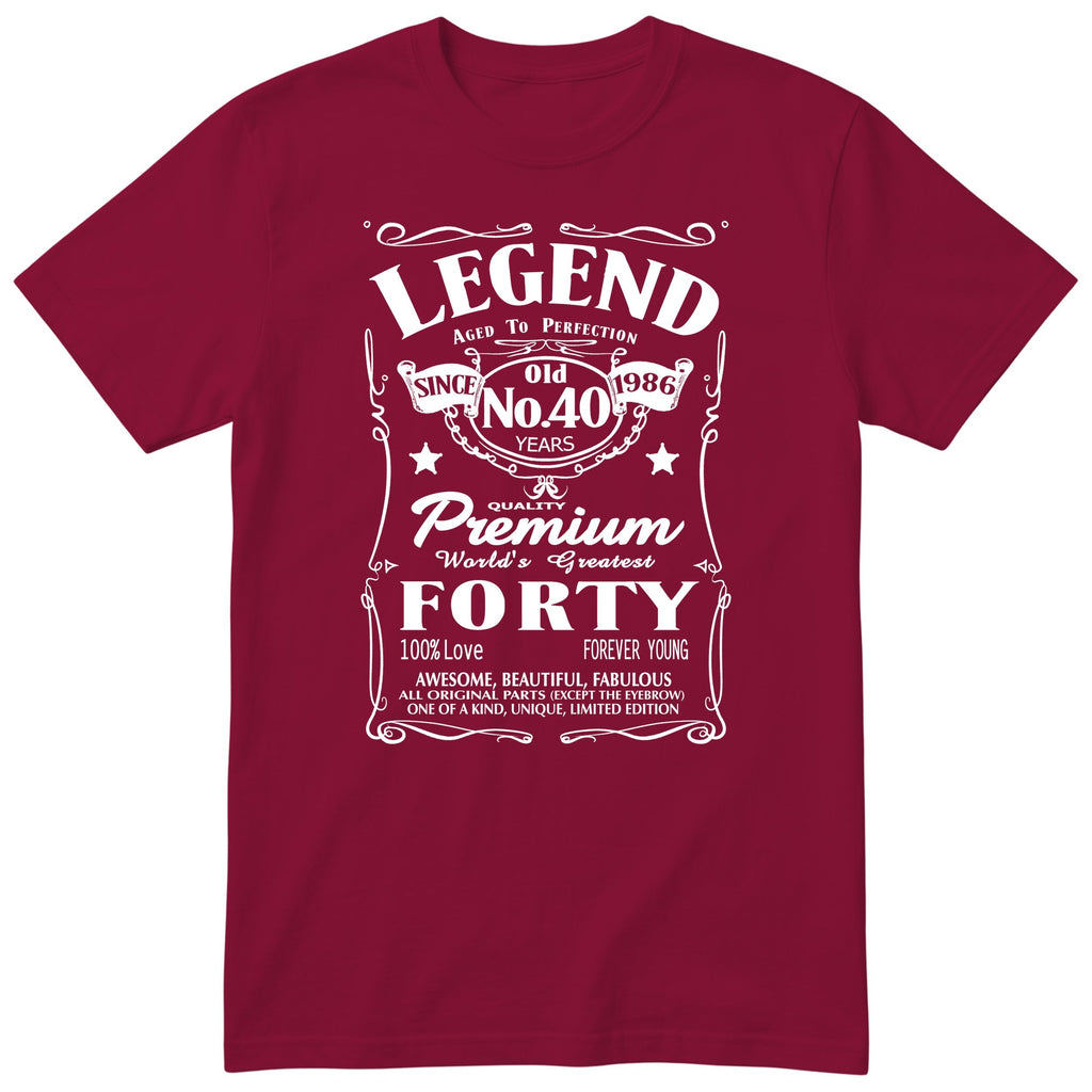 Legend Aged to Perfection 40th Birthday T-Shirt Women - Burgundy