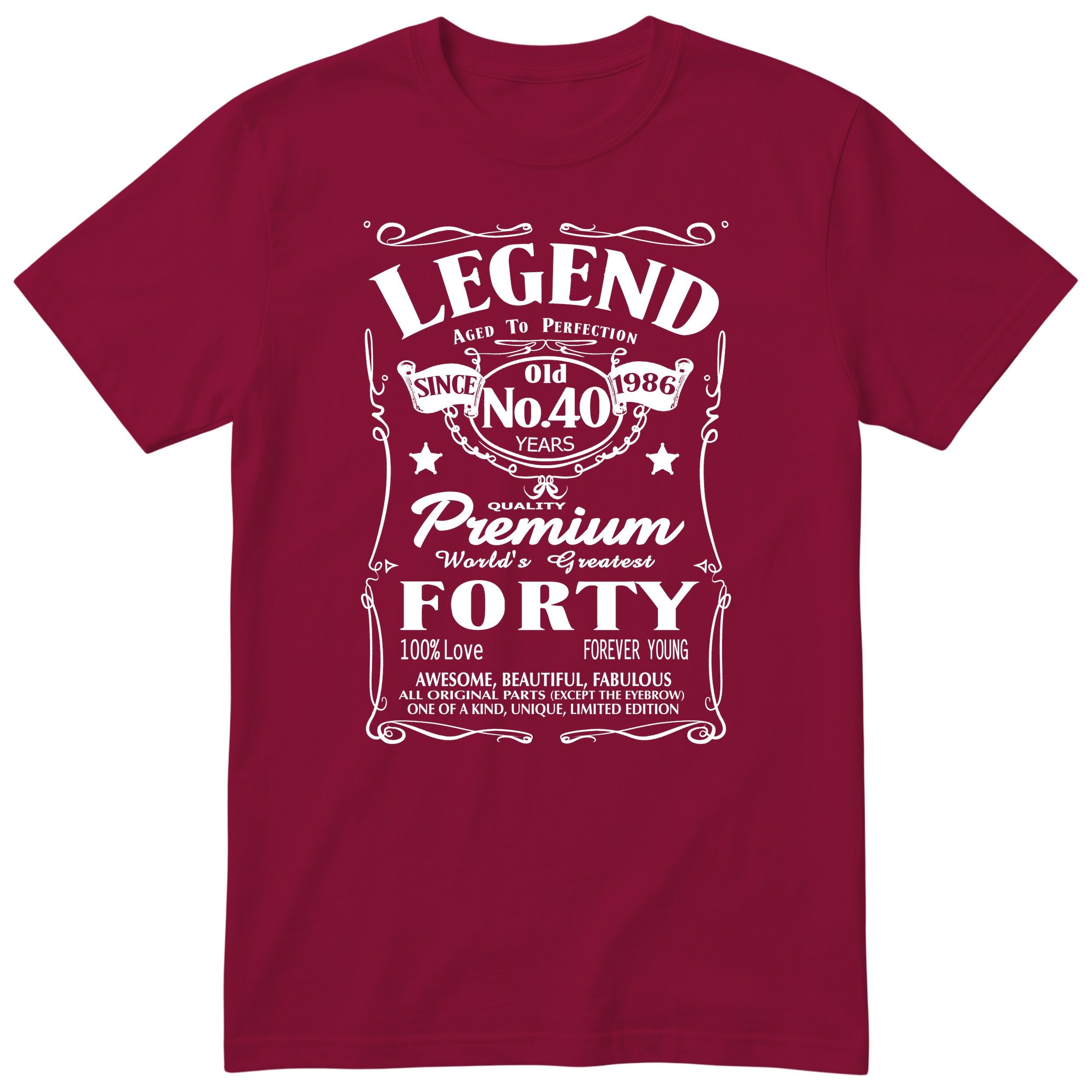 Legend Aged to Perfection 40th Birthday T-Shirt Women - Burgundy