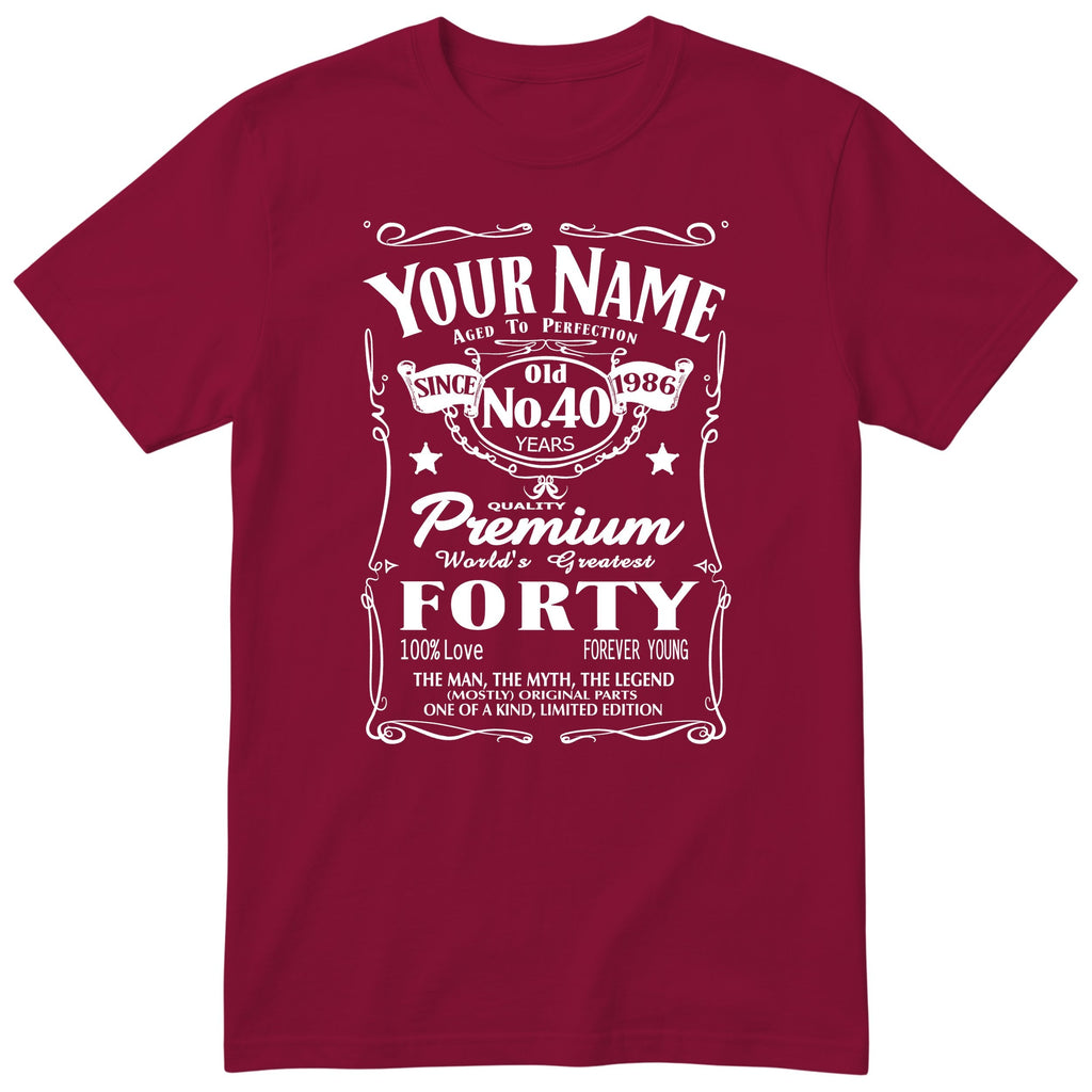 Personalised 40th Birthday T-Shirt - Aged to Perfection Gift for Him