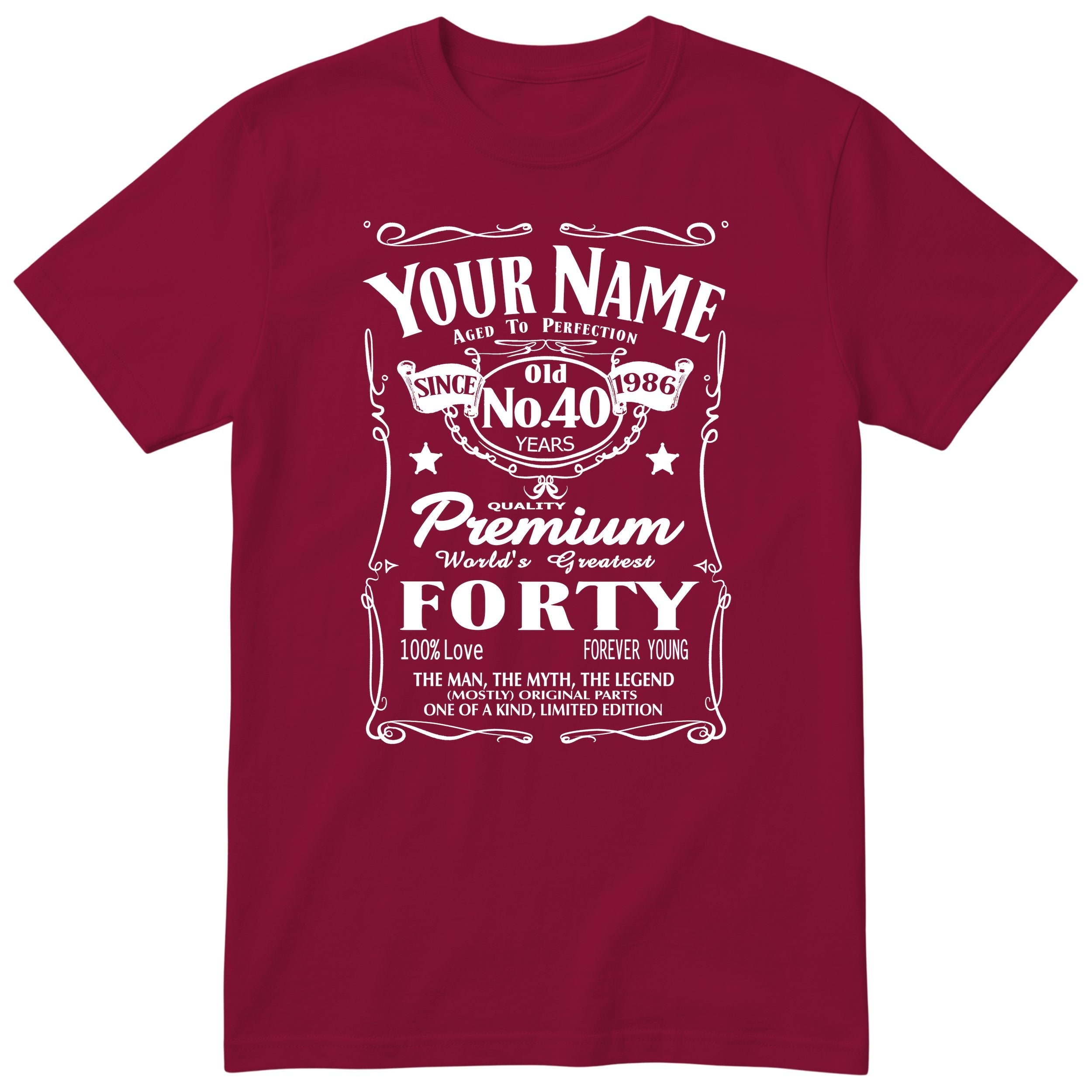 Personalised 40th Birthday T-Shirt - Aged to Perfection Gift for Him