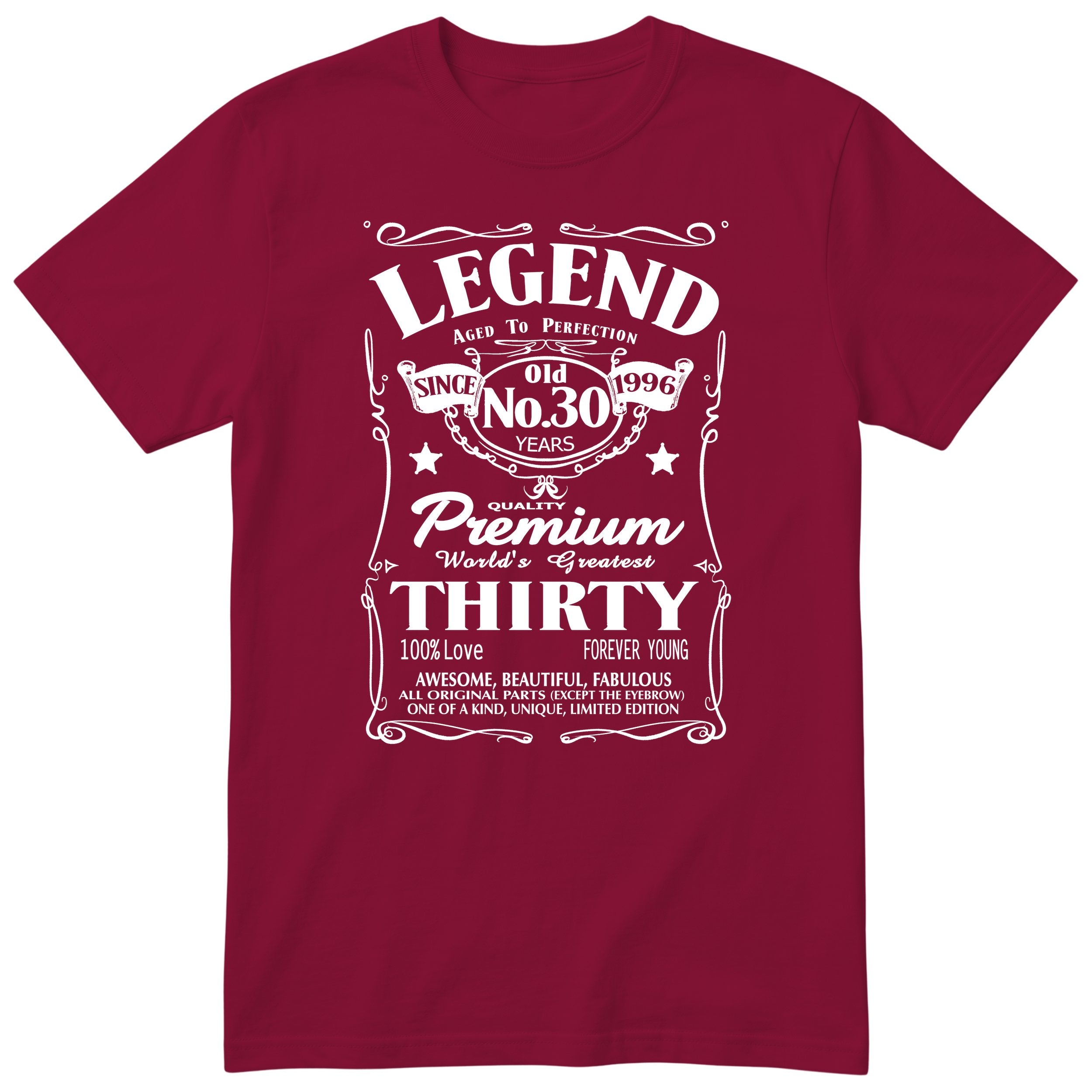 Legend Aged to Perfection 30th Birthday T-Shirt Women - Burgundy
