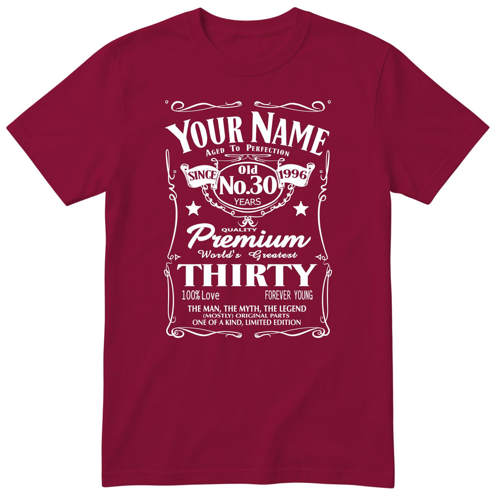 Personalised 30th Birthday T-Shirt - Aged to Perfection Gift for Him