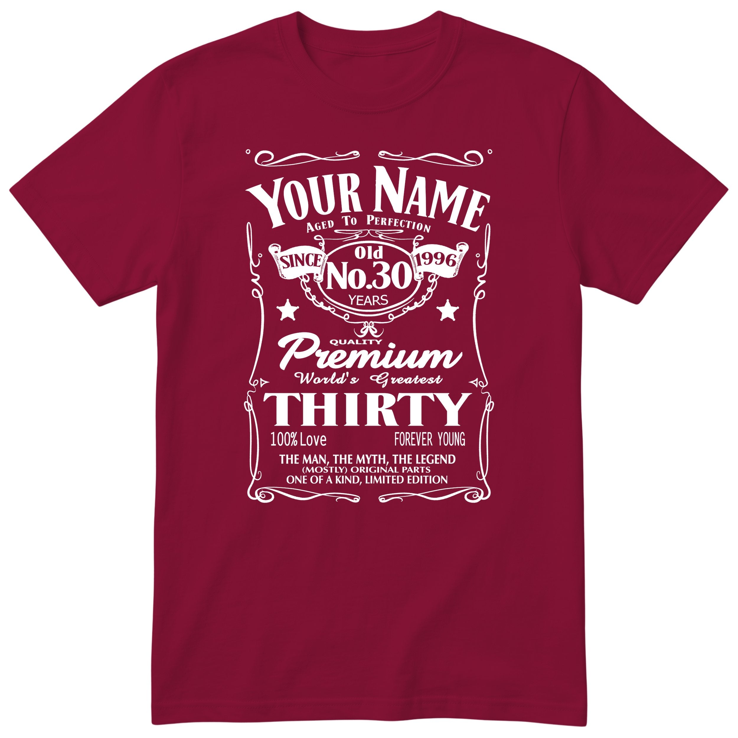 Personalised 30th Birthday T-Shirt - Aged to Perfection Gift for Him