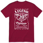 Legend Real Queen 20th birthday t-shirt for women in burgundy - Gildan 64000 vintage label