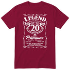 Legend 20th Birthday T-Shirt - Retro Label Gift for Son - Burgundy