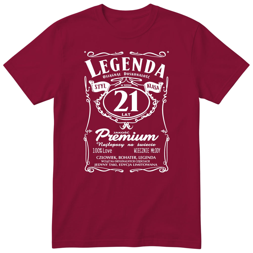 Koszulka Legenda 21 Lat - bordowa