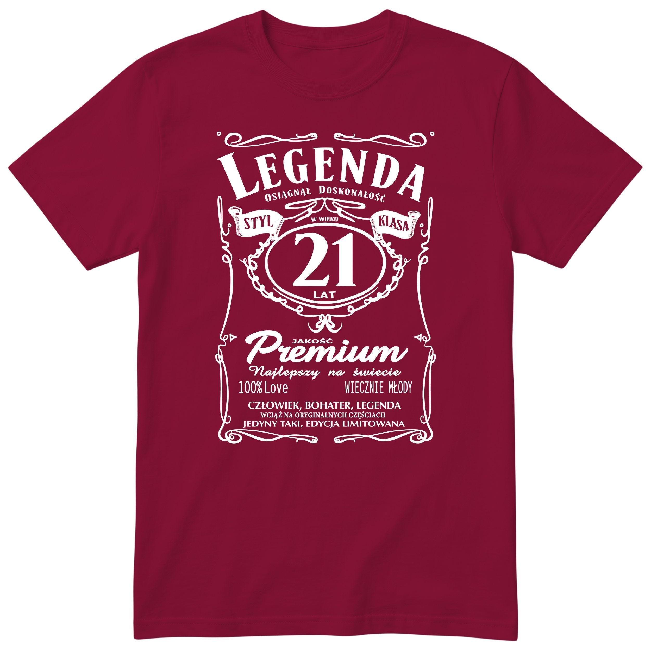 Koszulka Legenda 21 Lat - bordowa