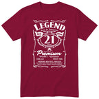 Legend Real Queen 21st birthday t-shirt for women in burgundy - Gildan 64000 vintage label