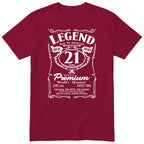 Legend 21st Birthday T-Shirt - Retro Label Gift for Son - Burgundy