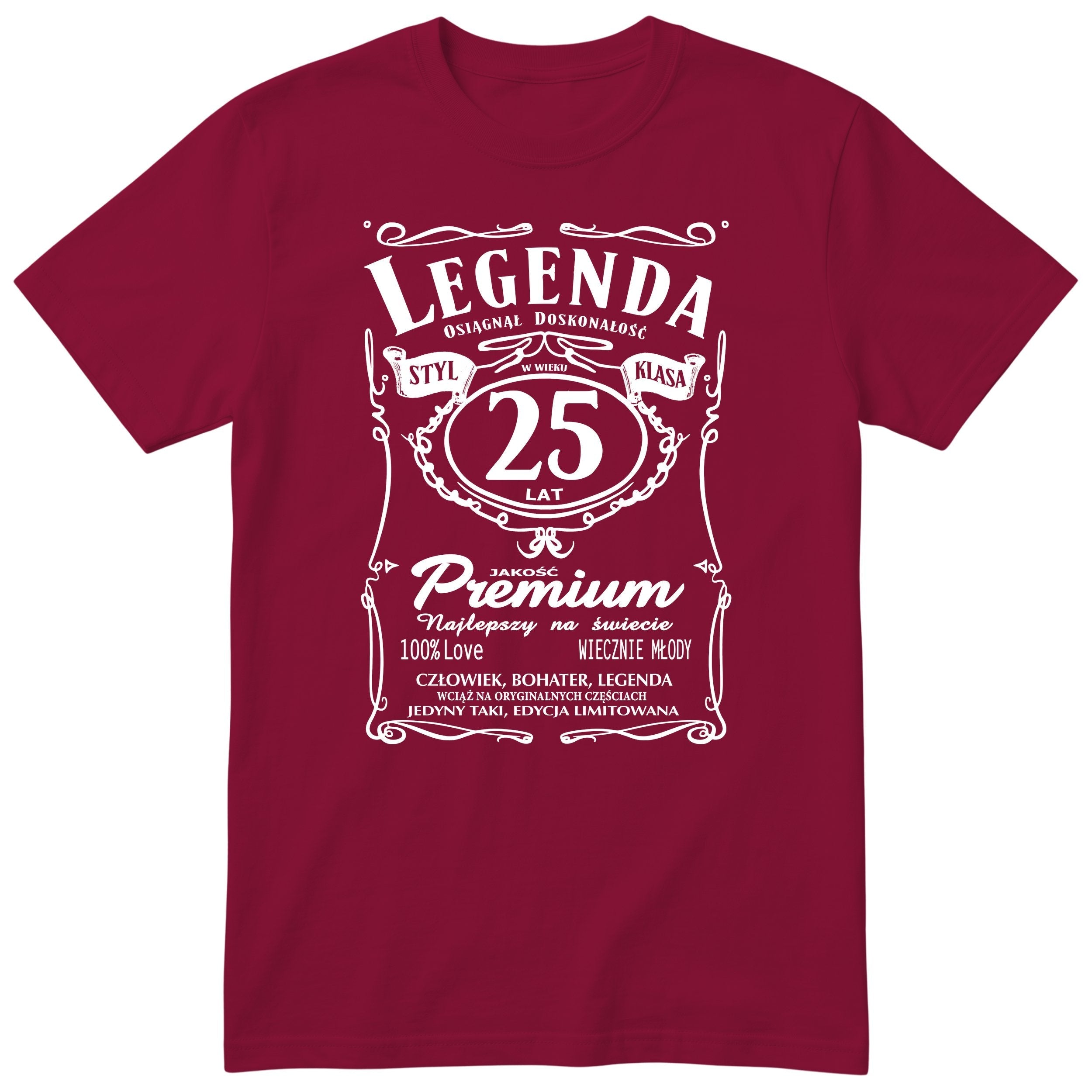 Koszulka Legenda 25 Lat - bordowa