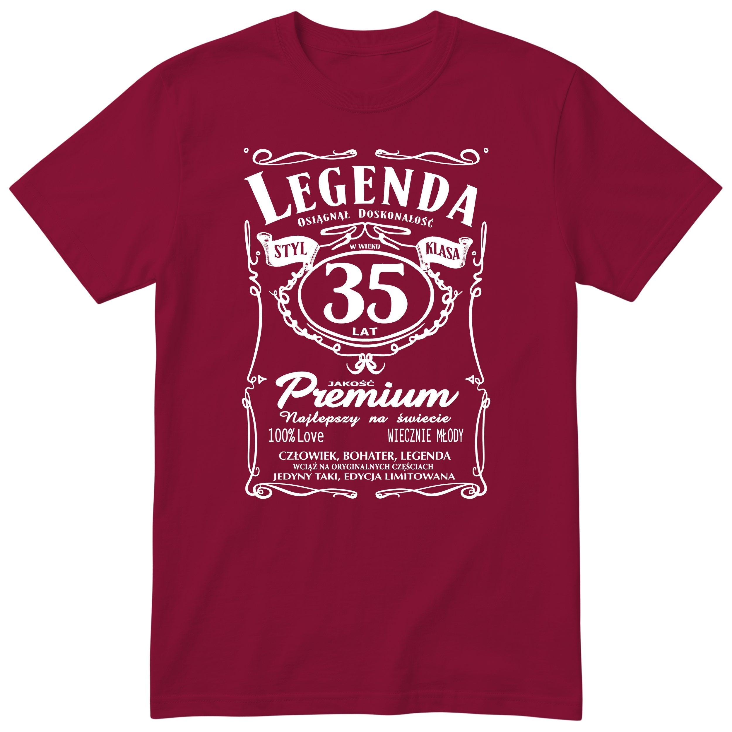 Koszulka Legenda 35 Lat - bordowa