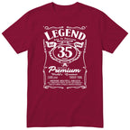Legend Real Queen 35th birthday t-shirt for women in burgundy - Gildan 64000 vintage label