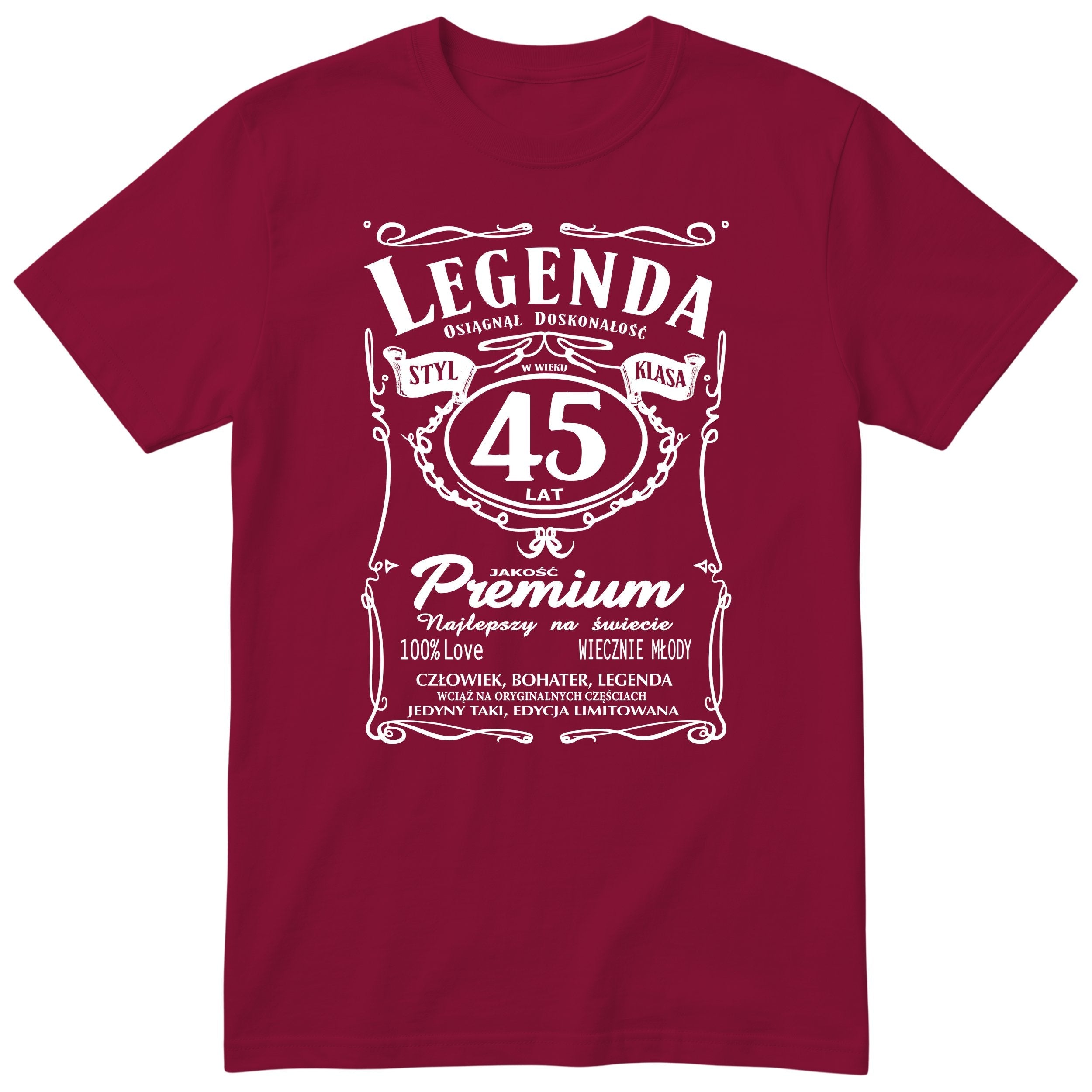 Koszulka Legenda 45 Lat - bordowa