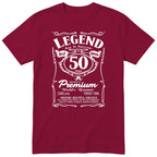 Legend Real Queen 50th birthday t-shirt for women in burgundy - Gildan 64000 vintage label