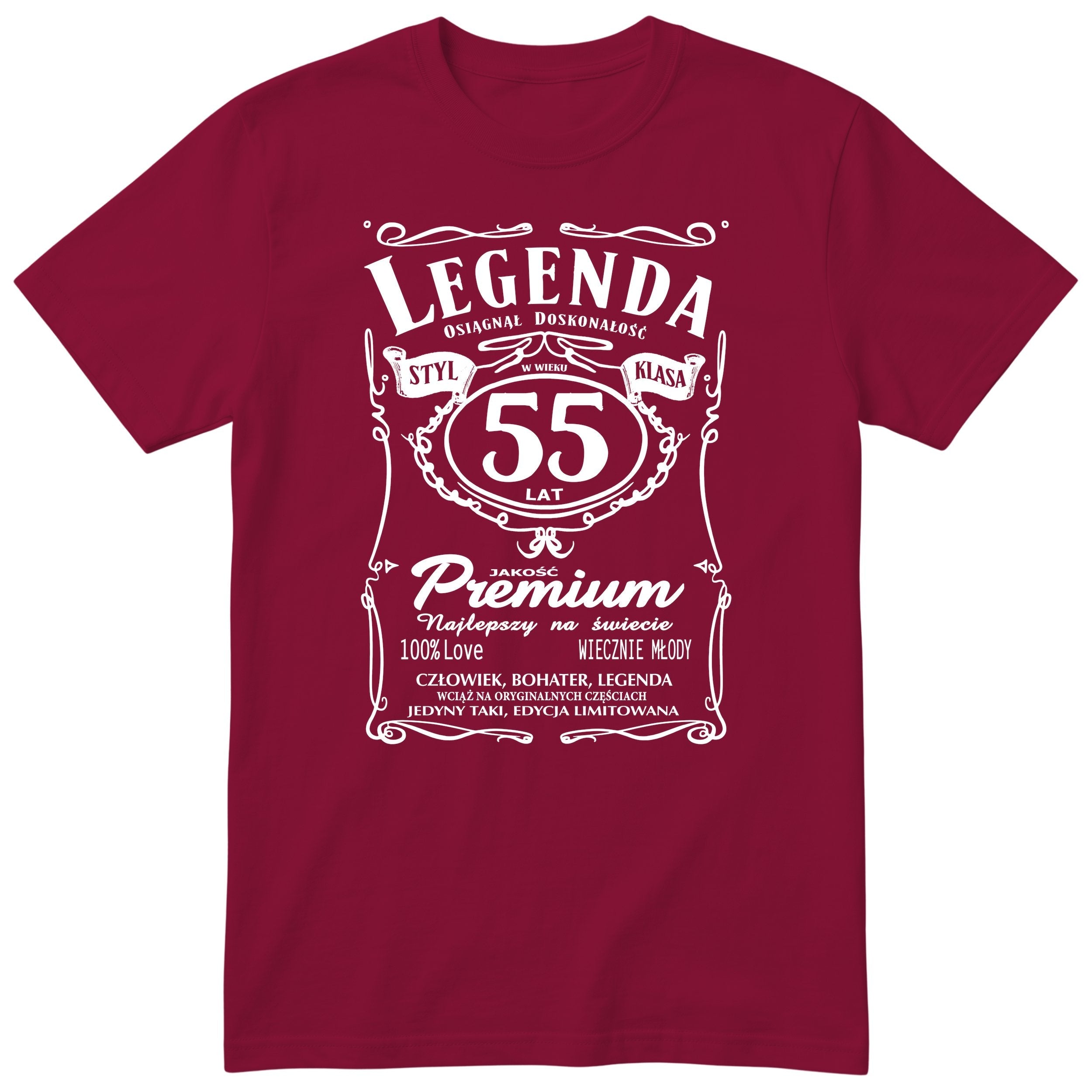 Koszulka Legenda 55 Lat - bordowa