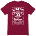 Legend 55th Birthday T-Shirt - Retro Label Gift for Him - Burgundy