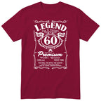 Legend 60th Birthday T-Shirt - Retro Label Gift for Dad - Burgundy